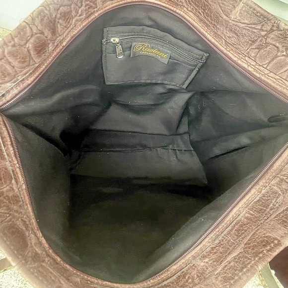 Raviani Brown Croc Embossed Leather With Crystals Tote Bag - Picture 9 of 10
